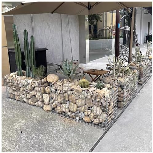 Gabion,Galvanized Steel Gabion Wall, Gabion Mesh Wire Wall Panel, Garden Stone Wire Basket Fencing, Patio Decorative Fence, Gabionenwand, Gabion Raised Bed(5x10cm-0.5x0.5x0.5m)