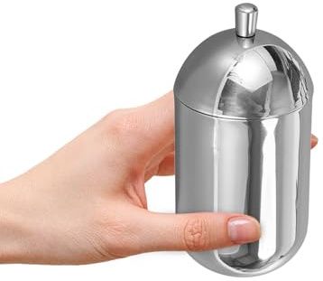 TOYZFRIENDY Caja Almacenamiento Algodón Acero Inoxidable Resistente Polvo con Tapa Elegante Contenedor Compacto para Hisopos Bolas Algodón y Cosméticos Baño o Tocador