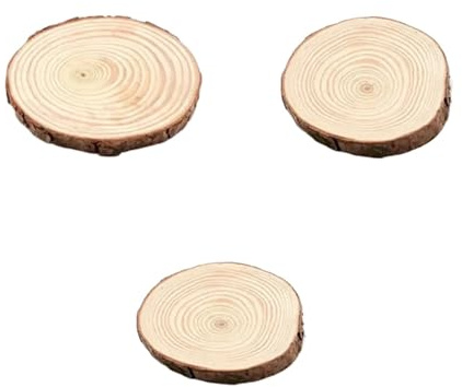 10 Pcs Unfinished Round Wooden Coasters, Natural Wood Chips with Bark, and Hand-Painted Annual Ring Logs Made of DIY Materials(8-10cm)