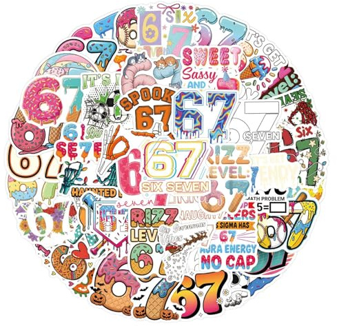 67 Meme Stickers | 53 Pieces 67 Meme Waterproof Laptop Sticker | Funny Six Seven Luggage Sticker | for Adults and Teenagers to DIY Mobile Phones, Water Bottles, Suitcases, Electronic Devices.