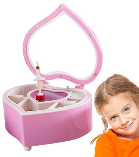 Carillon per ragazze – Scatola girevole per ballerina, portacuore, organizzatore musicale per collane, bracciali, orecchini, regalo divertente
