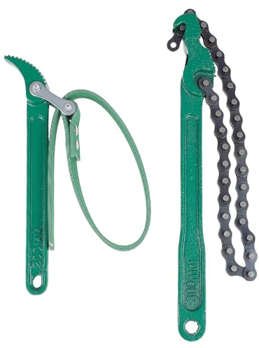 BETOOKY Chiave Giratubi Catena in Acciaio al Carbonio, Chiave Filtro Olio per Auto Compatta e Facile da Trasportare, Set 2 Pezzi per Filtri Olio Auto