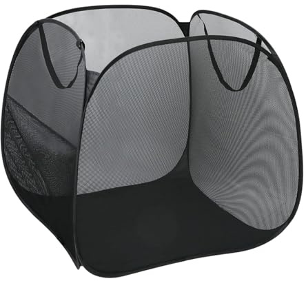 Pool Spielzeug Aufbewahrung XXL Faltbar - 90x90x80 cm Mesh Box für Schwimmreifen & Poolnudeln, Belüfteter Pool-Organizer mit Seitentaschen, Wetterfester Aufbewahrungskorb für Garten, Schwarz