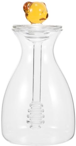 SHERCHPRY Honigbehälter Hält Honig Frisch und Tropffrei mit Deckel und Honiglöffel aus Glas Großer Küchenhonigspender Kreatives Design für Zuhause