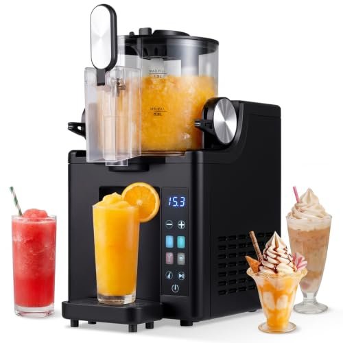 COSTWAY 1,5L Slush Maschine, kein Eis erforderlich | Slushie für Zuhause, mit Automatische Reinigung & 4 smarten Programmen, für Slush, Softeis, Frappés & gefrorene Cocktails