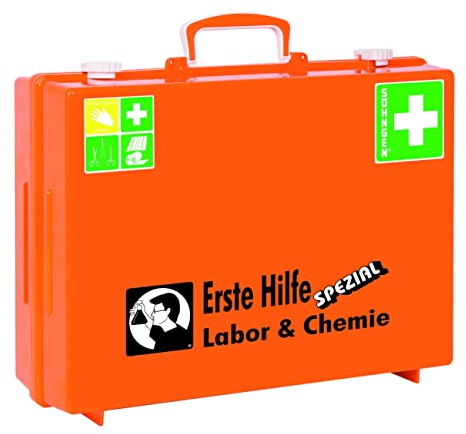 Söhngen Erste-Hilfe-Koffer SPEZIAL MT-CD Labor & Chemie (Verbandkoffer mit Füllung, inkl. Wandhalterung, schlagfester Kunststoff, Notfallkoffer)