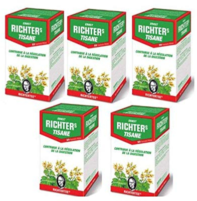 Lot de 5 boîtes de Tisane infusion Ernst Richter 40g - 100% à base de plantes naturelles / Régulation du transit / Spécial Minceur / 5 x 20 sachets filtres de 2g