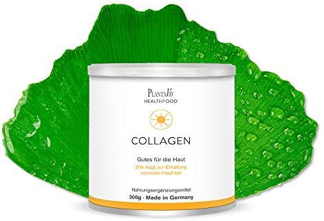 PlantaVis Collagen - Gutes für die Haut, Anti Aging Beauty Drink mit Kollagenhydrolysat, Faltenreduzierung, Bindegewebe straffen, Trinkpulver für 1 Mnat, 300 g