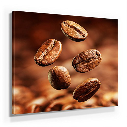 BilderKing Küchen Bild H150, 1 Teil 50x50cm Leinwand auf Holzrahmen aufgespannt, FineArt Print, UV-stabil und wasserfest, Kunstdruck für Büro oder Wohnzimmer, Deko Bild, Kaffee Frühstück