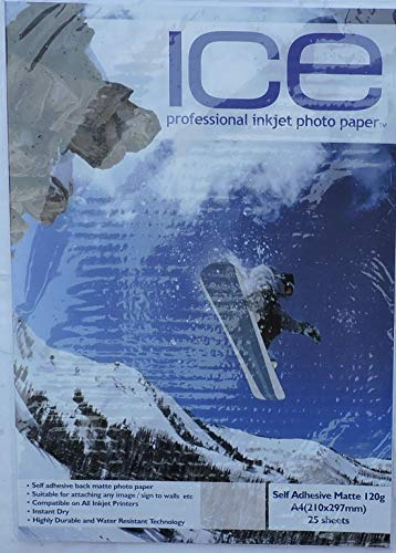 25 Blätter Ice A4 120gsm Selbstklebend Matt (Matt) Fotopapier