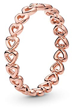 PANDORA - Anello fascia di cuori, placcato in oro rosa 14k