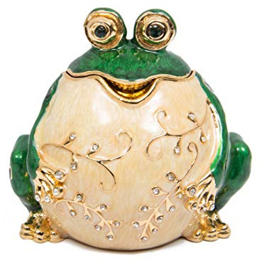 QIFU Decorative Hand Painted Frog Style Hinged Enamel Trinket Box