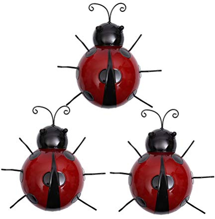 VOSAREA 3pcs Coccinelle en Fer métal Animal Suspendu Art Hanger intérieur Jardin extérieur décoration de la Maison (Couleurs aléatoires,10cm)