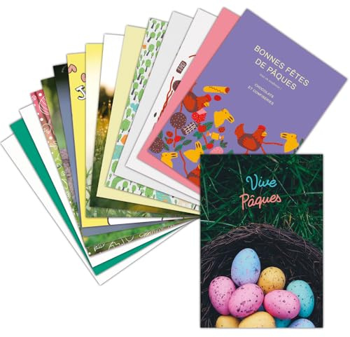MERCI-FACTEUR.COM Carte Joyeuses Pâques Classique - 16 Cartes Différentes - Format Carte Postale (3 Formats Dispos) - Jolie Carte