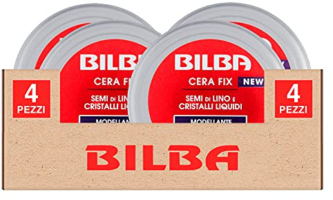 4x Bilba Cera Fix Modellante Capelli con Semi di Lino e Cristalli Liquidi Tenuta Elastica con Leggero Effetto Bagnato - 4 Barattoli da 100ml ognuno