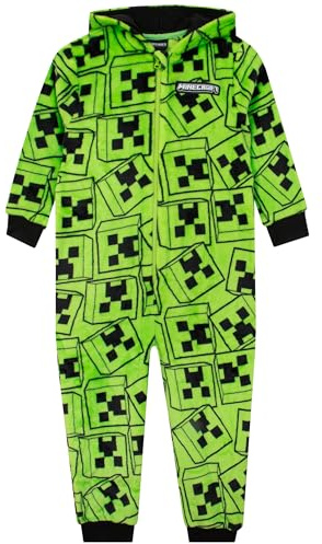 Minecraft Surpyjama Garcon, Creeper Combinaison Pyjama Enfant, Pyjama Combinaison Enfant Polaire, Vert 13-14 Ans