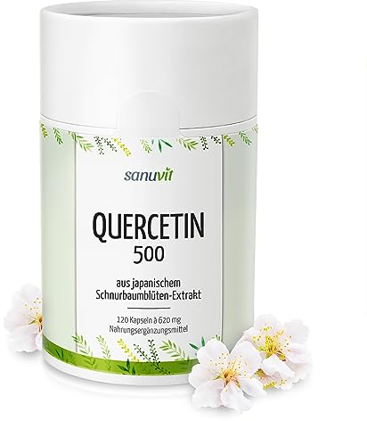 Sanuvit® - Quercetin 500 mg Kapseln | 120 Kapseln | Hochdosiert | Hohe Bioverfügbarkeit und Verträglichkeit | Vegan | Hergestellt in Österreich