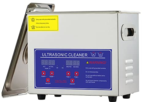 CREWORKS 3L 120W Limpiador Ultrasonidos con Calefacción Temporizador Maquina de Limpieza Ultrasonidos Acero Inoxidable para Prótesis Dentales, Joyas, Gafas, Relojes