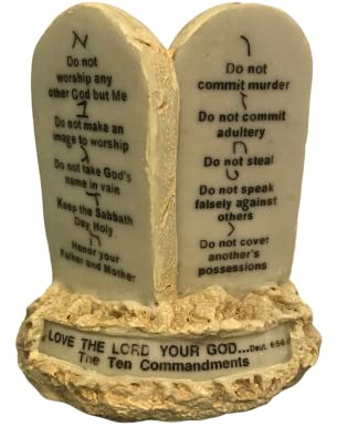 3 ARCHES USA The Ten Commandments Tabletop Decor Stone Replica Statue with Scripture - 10.7 cm Tall The 10 Commandments Decor for Home or Office | Kunstharzstein-Optik, 5,1 cm dick, 12,7 cm breit, Deut. 6:5-Banner, Tisch- oder Wanddekoration, 10 Gebote