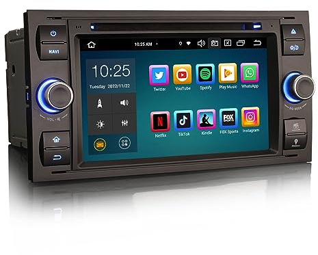 GONFEN 8-Core 7 pollici Android 12 Autoradio Navigatore con Bluetooth per Ford C/S-Max Fiesta Transit Focus Galaxy Kuga Supporto Wireless Carplay Android Auto Lettore DVD WiFi DSP 4GB RAM+64GB ROM