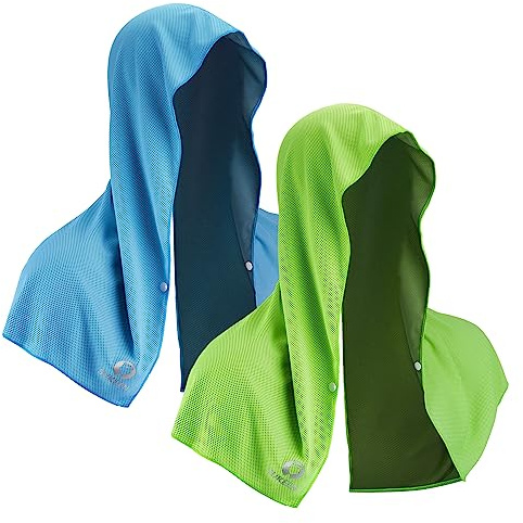 Sukeen Lot de 2 Serviettes rafraîchissantes à Capuche pour Le Cou et Le Visage, séchage Rapide, absorbantes, rafraîchissantes, en Microfibre, Douces et rafraîchissantes pour la Plage, Le Camping, la