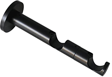 GARDINIA Supporto Doppio per Bastone per Tende, con Base in Metallo, A 2 Corsie, Ø 20 mm, Aperto, Linea Chicago, Nero Opaco