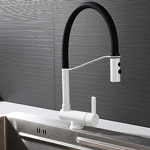 Vorfenster Küchenarmatur Klappbar Mischbatterie Küche Messing Wasser Kalt und Heiß Multifunktion Spültischarmatur Vorfenster Weiß