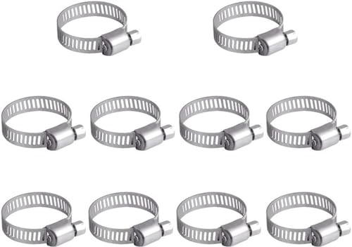 10Pcs Hose Clips 16-25mm Jubilee Clips Adjustable 304 Stainless Steel Hose Clamps Worm Drive Pipes Hose Clamps Clips