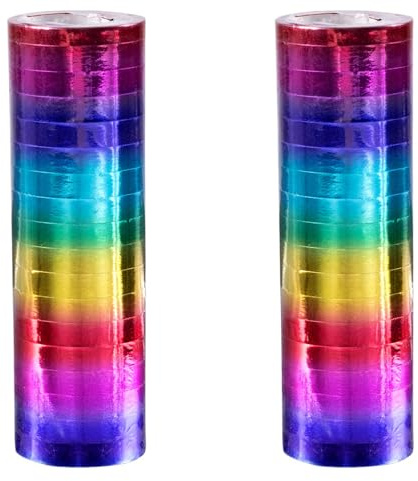 PARTY DISCOUNT NEU Luftschlangen Regenbogen metallic, 4m, 2 Stück