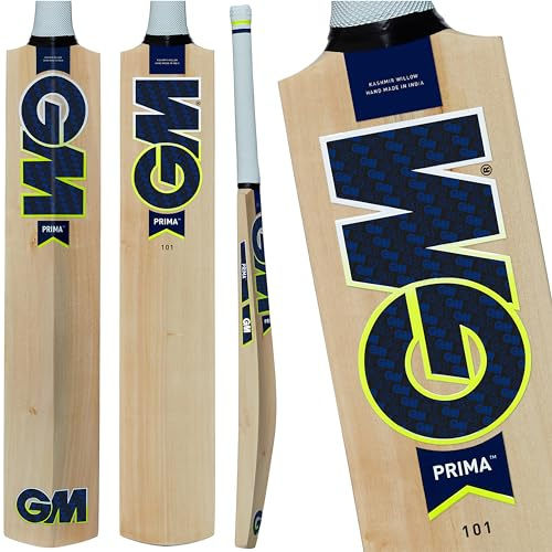 Gunn & Moore GM Prima 101 - Bate de críquet para Principiantes, Grado 1, Sauce de Cachemira, tamaño 6, Adecuado para Jugadores de 157 a 163 cm