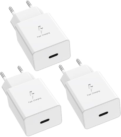 3 Pack Chargeurs USB C pour Samsung, Type-C Chargeur Secteur Rapide, PD Adaptateur Prise USB C Charge pour Samsung Galaxy S23 S22 S21 S20 FE S10e S10 S9 S8,Z Fold 3,Note 9 et Téléphones Série A