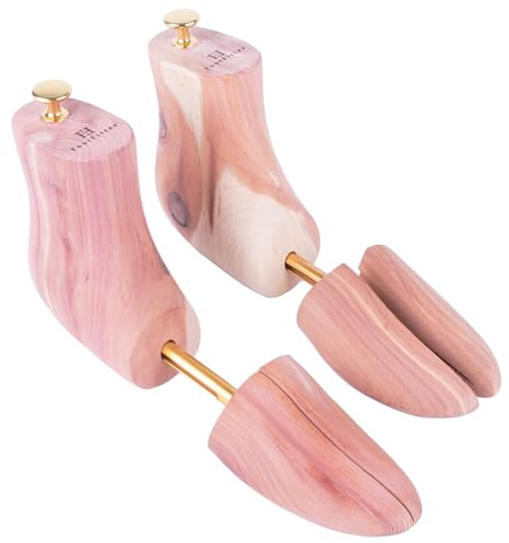 FootFitter Zedern-Stiefelbaum für Herren – verstellbare spaltete Zedernholz-Stiefelbäume, aus in den USA gewachsenem Zedernholz, Hellbraun, Men's Large (9.5-11)