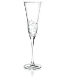 Avilia Calice Flute per Champagne e Spumante con Decorazione Ginestra - Flute per Degustare Vino e Prosecco con Decorazione Floreale, in Vetro, 17cl