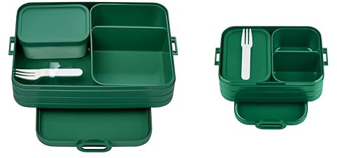 Mepal Lunchbox Duo Pack - Midi + Large - Erwachsene Brotdose mit Bento Box - für kleine Snacks & Reste - Essenbox mit Fächern - Vivid Green