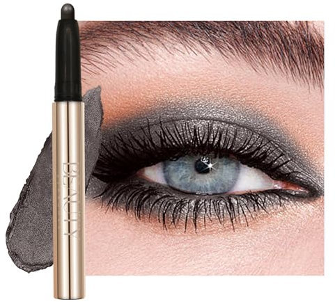 Sombra de ojos metálica en lápiz, sombra de ojos con brillo duradero en barra, lápiz delineador de ojos resistente al agua de alta pigmentación, crea maquillaje de ojos con 12 Midnight Black Shimmer