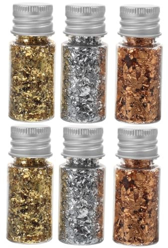 EXCEART 2 Sätze Goldfolie Gold Blatt Schmücken Vergoldungsflocken Flocken Für Nägel Folie Für Nägel Glitzerflocken Dekoratives Folienpapier Folienflocken Funkeln Nagel Rostfreier Stahl
