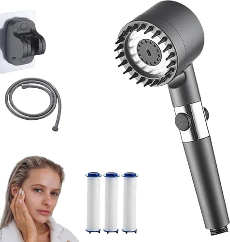 Marvulur - Soffione doccia multifunzione ad alta pressione, soffione doccia portatile con tubo flessibile