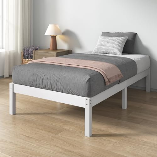Zinus Ellie - Cama de bambú de 90 x 190 cm, Marco de Cama Moderno y Ligero con somier de láminas de Madera, 35,5 cm de Espacio de Almacenamiento bajo la Cama, diseño ecológico - Blanco