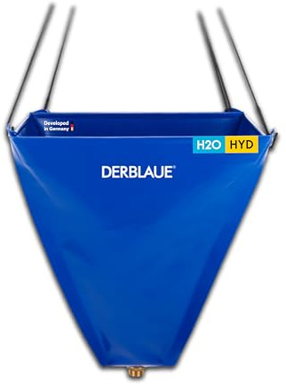 DERBLAUE® Trichter 40 × 40 cm, ca. 25 l, 3/4-Zoll-Anschluss | mit höhenverstellbarem Aufhängesystem, stabil im Einsatz dank Fiberglasstäbe, mit einsetzbarem Filtersieb, geringes Packmaß
