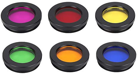 6 Farben 1,25 Zoll Buntes Objektivfilter-Set, 1,25 Zoll Teleskop-Mondfilter mit Aufbewahrungsbox, Verbessern Sie die Okularfilter für Mond- und Planetenansichten Zur Beobachtung