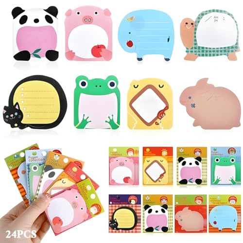 24 Pezzi Note Adesive Animali bambino, Blocchetti Memo Adesivi, Fogli Gadget Compleanno, Regalini Festa