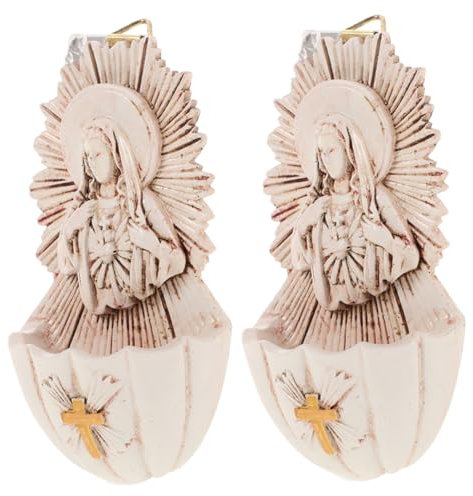 GETAJGHSD 2pcs Resin Holy Water Font Catholic Wall Hanging Decor for Entrance Symbol of Faith for Baptisms and First Communions