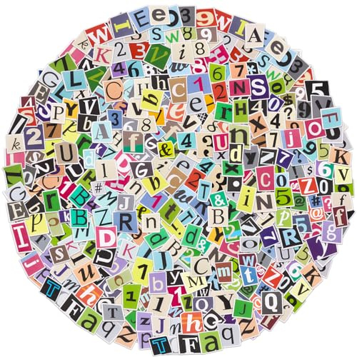 400 Piezas Pegatinas Letras Números Adhesivas, Autoadhesivas de Letras Stickers, Impermeables para DIY Accesorios de Scrapbooking Laptop Buzones