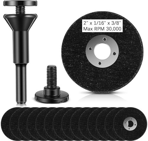 Lasnten 50 Pack 2 Inch Die Grinder Cut-Off Wheel and 3/8 in Arbor Hole 1/4in Stem Mounting Mandrel Holder Accessories for Air Grinders Drill Rotary Tool, Mini Metal Cutting Wheels Cutter Discs