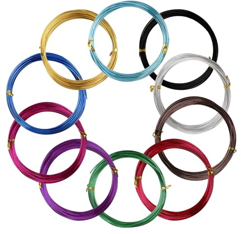 10 Rotoli Fil Di Ferro Modellabile 1,5mm Filo Alluminio 50m Filo Metallico Multicolore Flessibile Fili Artigianali Pieghevoli per Gioielli Fai da Modellazione Sculture Artigianato-10 Colori (1,5mm)