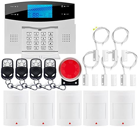 Sistema de Alarma para Casa, de alarma de seguridad for el hogar inalámbrico GSM for la aplicación Tuya con Detector de Sensor de movimiento Compatible, para el hogar, apartamento(G2BW20)