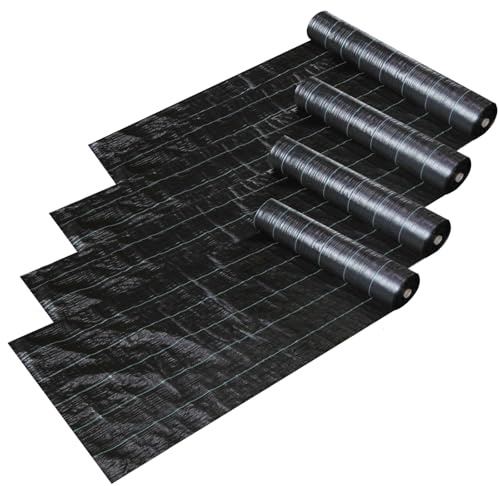 Hebitod Unkrautvlies für Gartenvliess, Gartenvlies UV-Stabilisierung Bodengewebe, Wasserdurchlässig und Reißfestes Unkrautfolie, 4m x 10m Anti-Unkrautge Praknu,schwarz