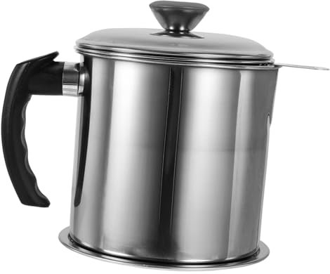 Alipis Edelstahl Ölsieb Fettdose 1,2 l Mit Deckel Und Griff Filtrationsbehälter Für Speiseölaufbewahrung Zu Hause Und Restaurant