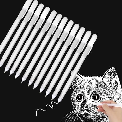 12 Stück Weißer Gelstift 0,8 mm Weiß Gelstifte Set Wasserfest Weiß Stift für Schwarzes Papier Gelschreiber Fineliner Pen Gel Stift zum Zeichnen Skizzieren Highlights Künstler Gästebücher DIY-Projekte