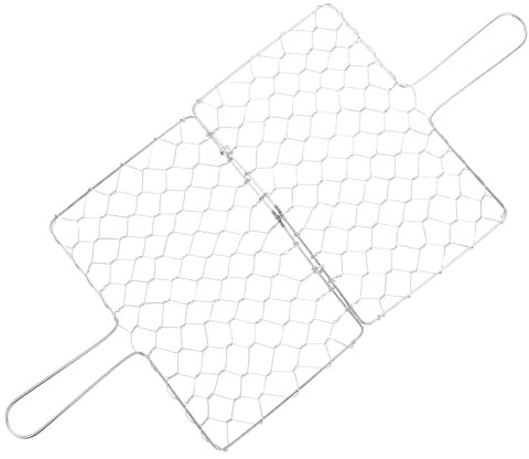 HIAKDOFT Cesta Multifunción Para Parrilla Barbacoa Para Picnic y Camping, Rejilla De Hierro 26x17 Cm, Soporte Para Pescado, Diseño Portátil y Resistente a Altas Temperaturas